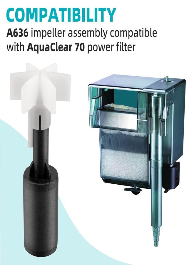 Ximoon مروحة مغناطيسية لحوض السمك Ximoon A636 متوافقة مع فلتر الطاقة Aquaclear 70 A615، مجموعة مروحة Aqua Clear 70، أنظمة ترشيح أحواض السمك - Image 2